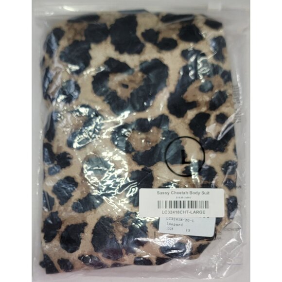 Sassy Bodysuit Cheetah Leopard Animal Print One Long Sleeve Womens Large New - Picture 4 of 6